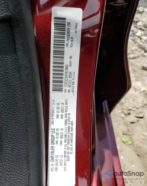 2015 Chrysler 200 C из США, поврежденный, VIN 1C3CCCCGXFN519863